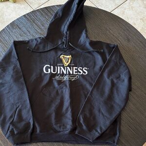 Guinness Classic Brown Harp Logo Embroidered Black Hoodie